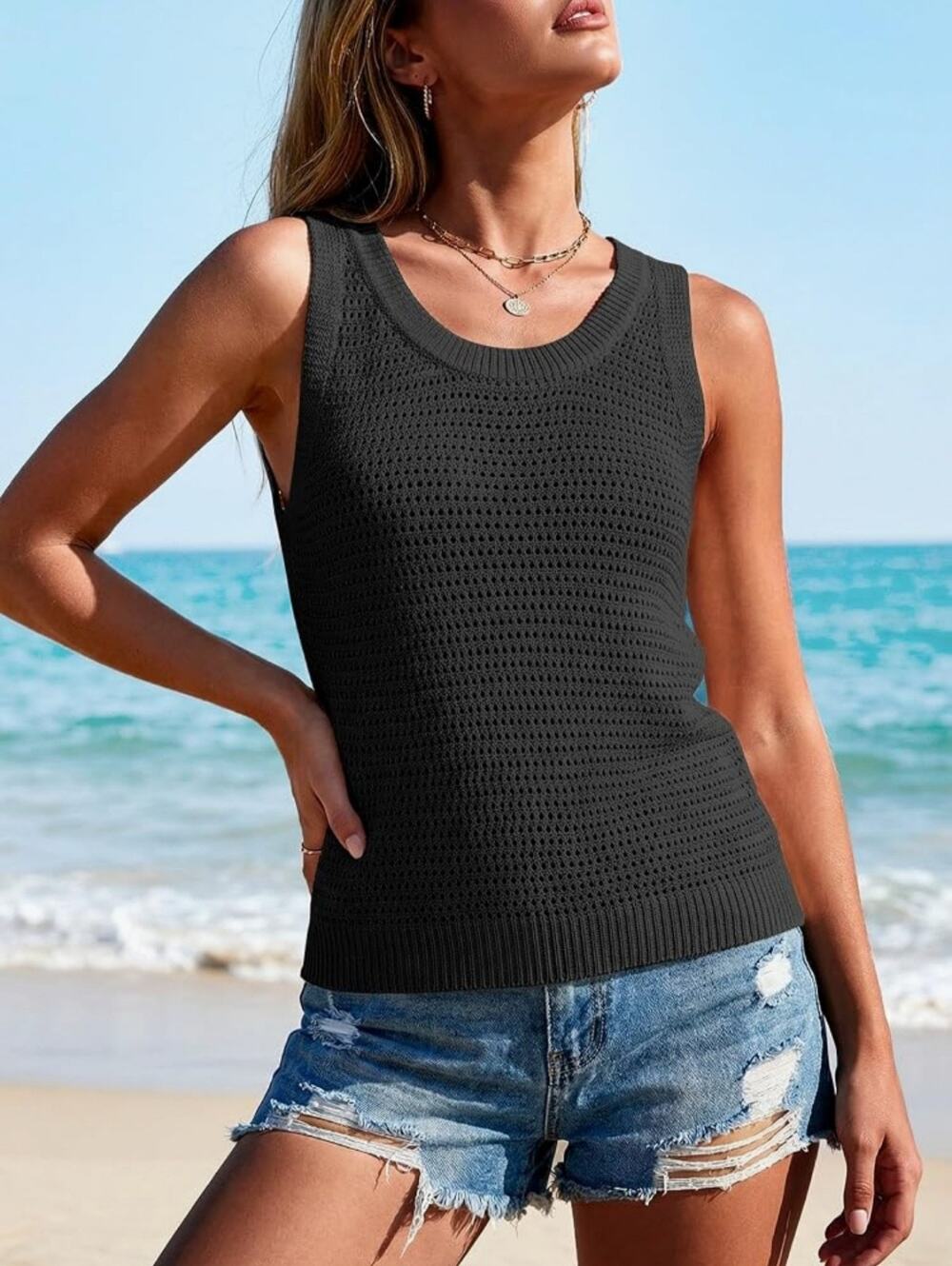 #278 MSRP $30 NWT BAGAVS CROCHET TANK TOP ♡SIZE M♡